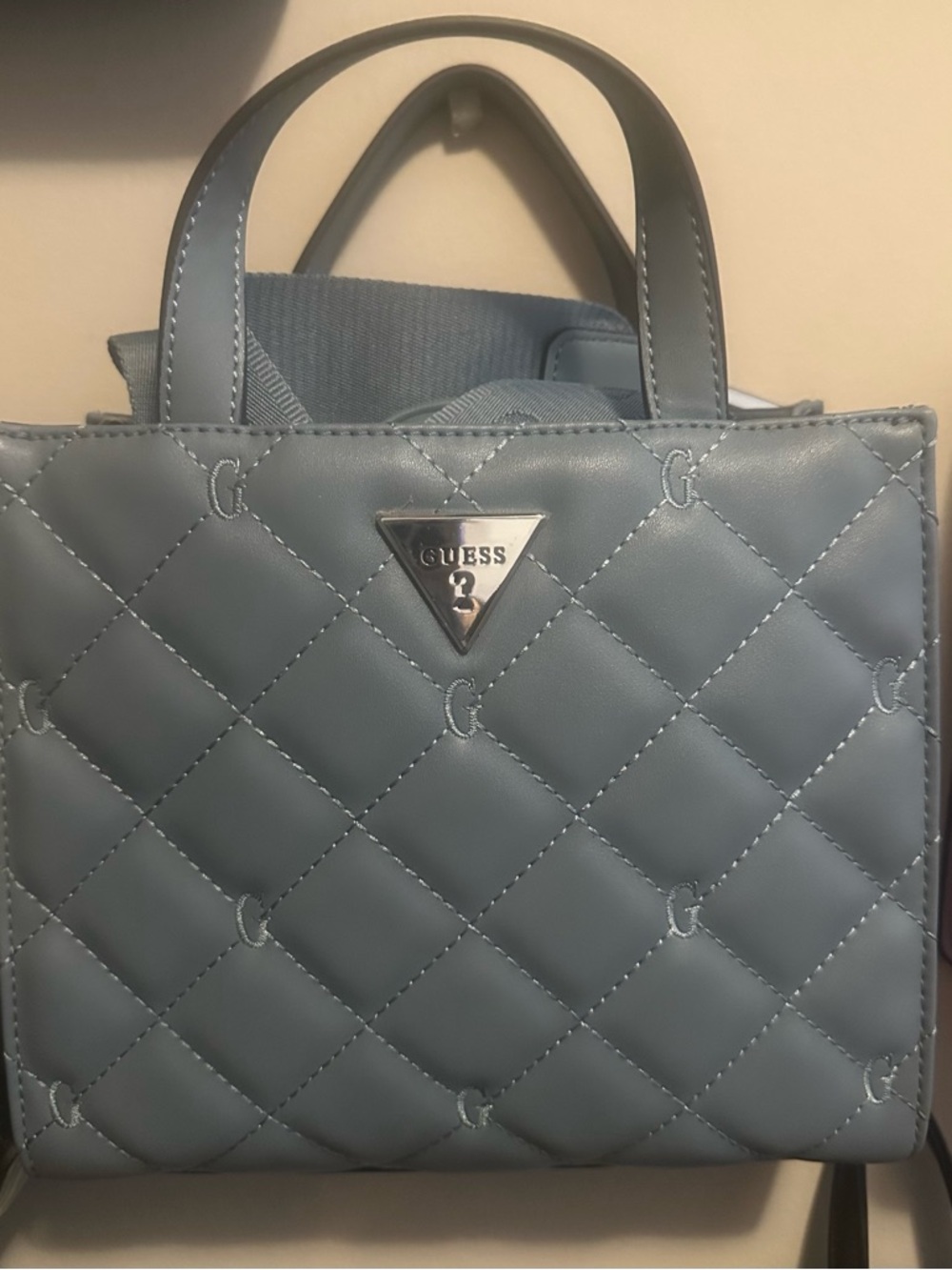 GUESS Quilted Satchel in Dusty Blue